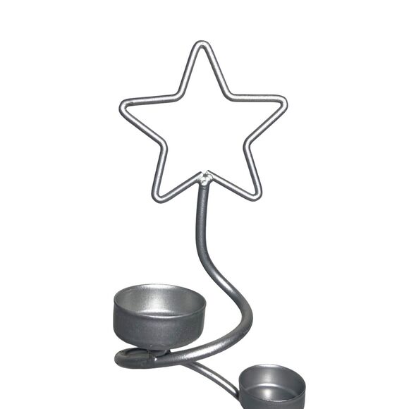 International Silver Co. Tea Light 6 Candles Holder Swirled Christmas Tree Star - Picture 2 of 8